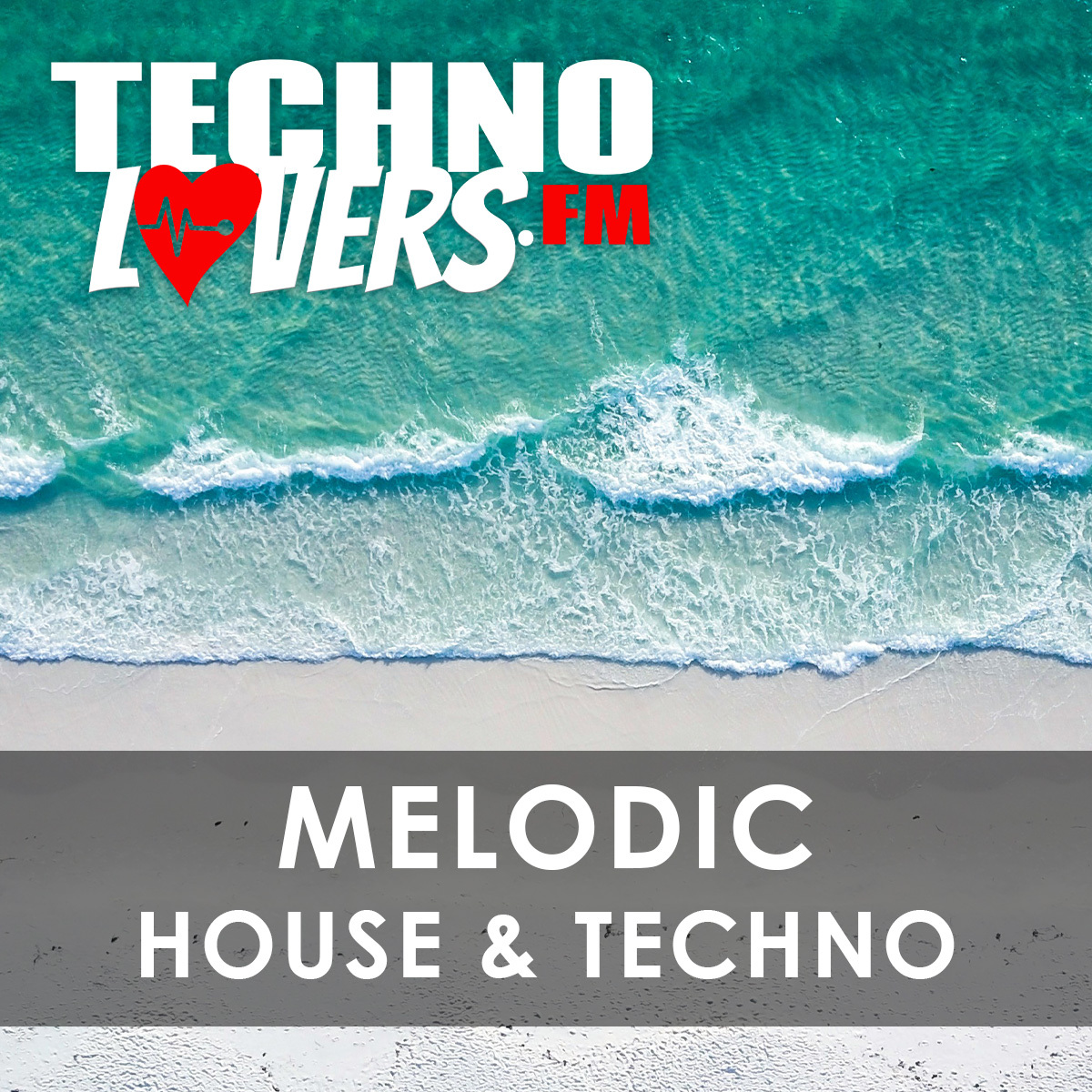 Logo Melodic House & Techno @ Technolovers.FM (Chillout, Beach, Festival, Sundowner, Relax, Ibiza, Sea, Ocean Music, Beachclub, Cocktailbar, 2024, 2025, 2026 Future Rave 126, 128, 124 Beats per Minute , BP