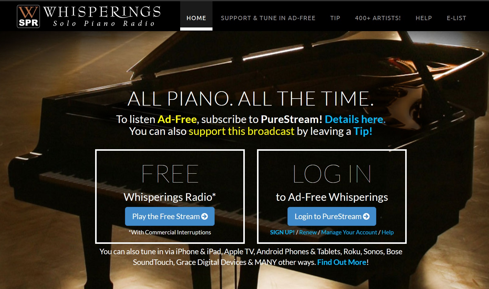 Logo Whisperings Solo Piano Radio